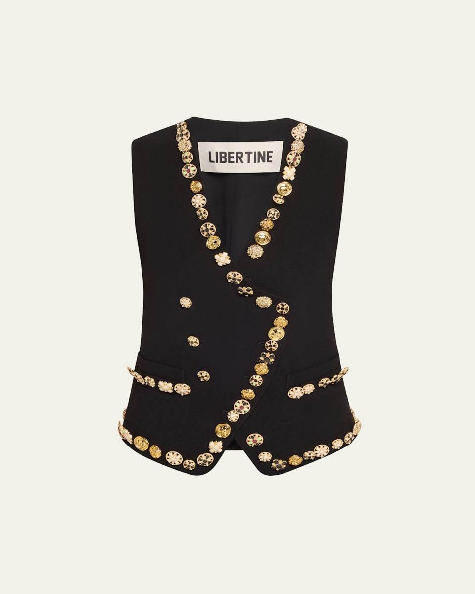Novelty Button Luxe Double-Breasted Waistcoat